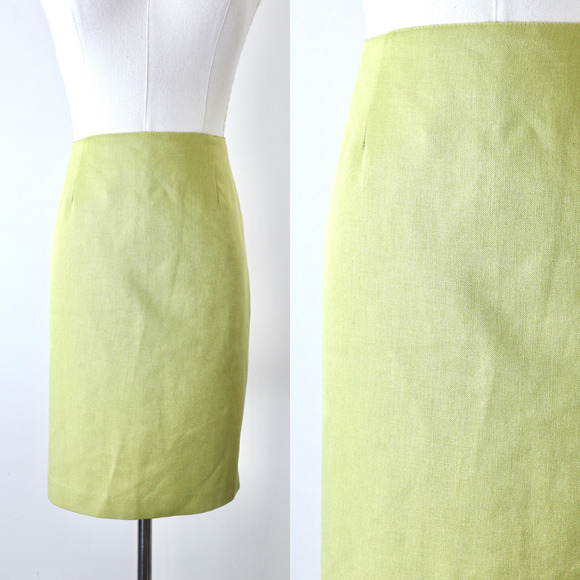 Vintage Dresses & Skirts - Vintage 1970s Maren Size 10 Mod Go-Go Girl Mini Skirt Chartreuse Green